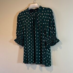 Ted Baker Green Printed Ruffle Sleeve Blouse